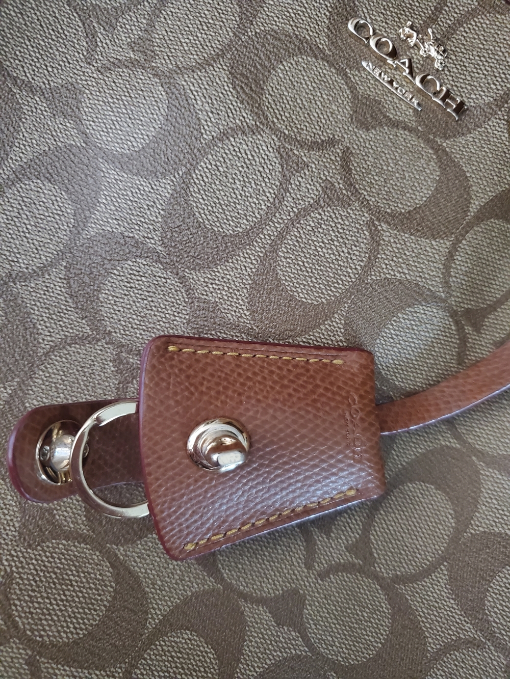 Coach Signature F34608 Margot Brown Canvas Tote Bag with Leather Trim - Picture 10 of 16